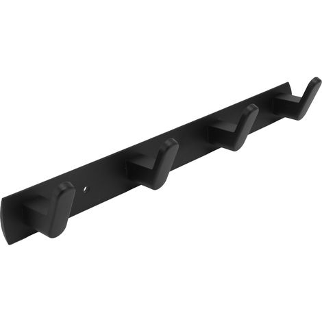 Simple Space Aluminium-Reihenhaken, Wandmontage, für Küche, Bad, Kleiderschrank, Schwarz, 4 Haken (1/5)