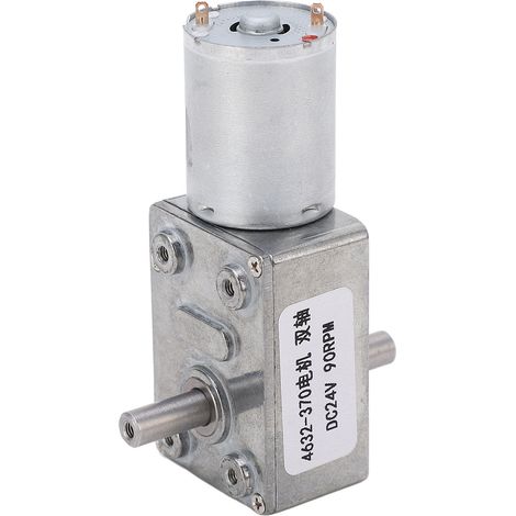 Gleichstrom-Getriebemotor, Doppelwelle, Drehrichtung einstellbar, quadratische Turbine, Schneckengetriebe, Drehzahlreduzierung, 24 V DC, 90 U/min (1/5)