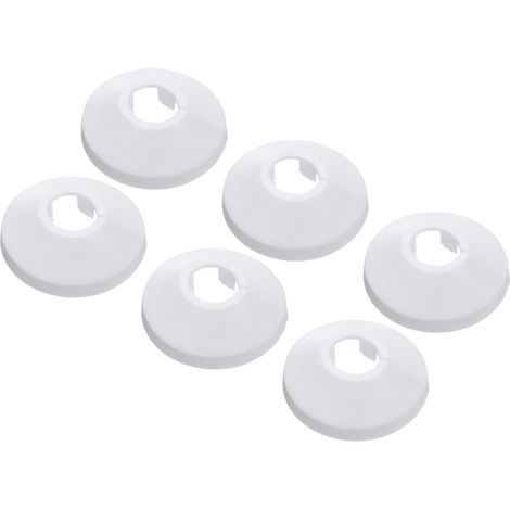 Heizkörperrohrabdeckung – 6 Stück – PP-Kunststoff – Dekorative Rosette – Für Heizung und Sanitär – Weiß, 12 mm (1/5)