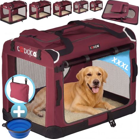 CADOCA® Pet Carrier Fabric Dog Cat Rabbit Transport Bag Cage Folding Puppy Crate  XXXL - Dark Red