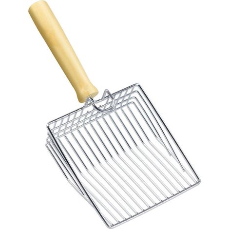 Pelle à litière en métal avec manche en bois, grande taille. (1/5)