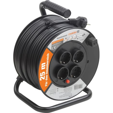 Meister Kabeltrommel H05VV-F3G1,5, IP20 - 25 m Kabel - Thermoschutz-Schalter - Indoor