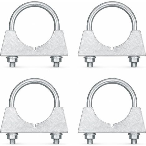 4 PCS colliers de serrage pour tuyau d'échappement 50 mm, U D'échappement 50 mm Collier De Serrage Pour Tuyau Acier Galvanisé Fixation M8 Système D’Échappement Voiture Tube Rond Montage Sans Soudure (1/5)