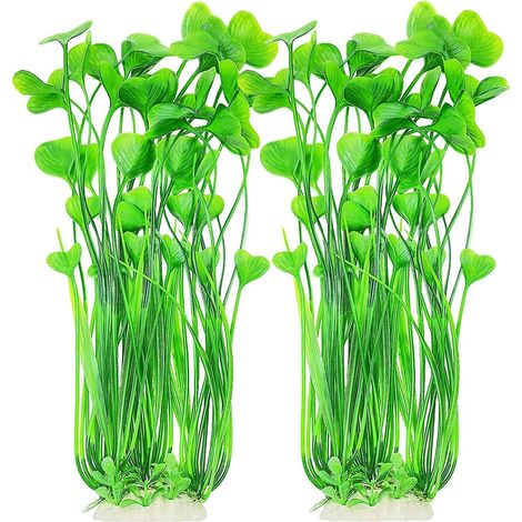 Grandes plantes d'aquarium, 2 plantes artificielles en plastique pour aquarium (40 cm de haut) (1/4)