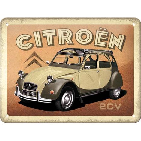 Plaque décorative en métal en relief 20 x 15 cm Citroën - 2CV