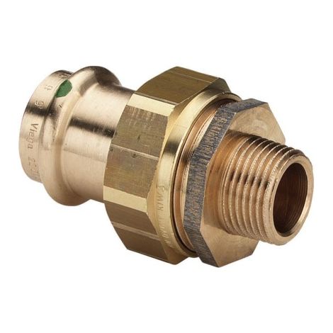 Unione in ottone a destra, 3 pezzi da crimare, femmina - maschio a vite 20x27 - 28
