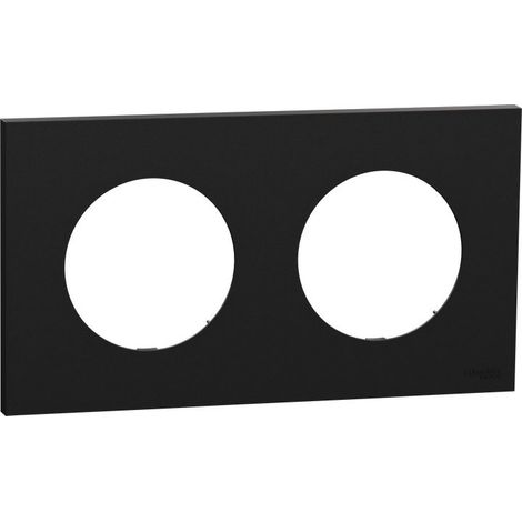 Plaque de finition Schneider Odace 2 postes – Montage horizontal/vertical – Plastique noir onyx – Fixation à clipser