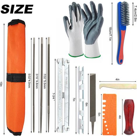 Ensemble de 12 limes Ensemble de 10 pièces comprenant une lime en tissu, une lime pour tronçonneuse, une trousse à outils, une lime pour tronçonneuse électrique, une lime pour tronçonneuse et une lime (1/5)