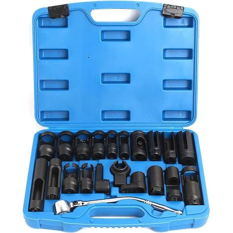 Lot de 21 clés pour sonde lambda - 22 27 29 mm - Nox 3/8" 1/2" - Outil de sonde lambda pour démontage de sonde lambda voiture