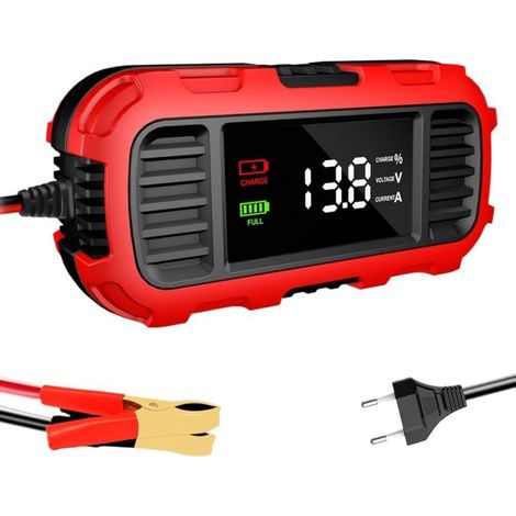Chargeur De Moto De Voiture - Chargeur d'entretien 12V Entretien Automatique De La Batterie 2A, Affichage Numérique, Sûr, Compatible avec Les Motos, VTT, Voitures, Protection Contre Les Surcharges (1/5)