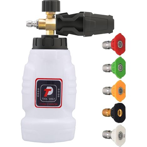 Pressure Washer Foam Cannon, 5 Nozzles, 1 Litre  Adjustable Car Wash Foam Lance Multi Angle Spray Nozzles 1/4" Quick Connect 250 Bar (1/5)