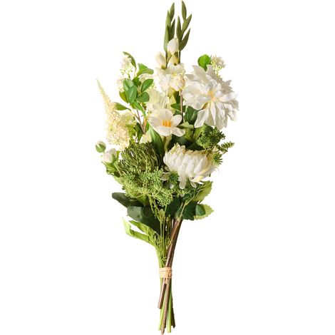 Bouquet de Fleurs Artificielles 70 cm Pré-Composé Fait Main Accessoire Décoratif Blanc Louro (1/5)