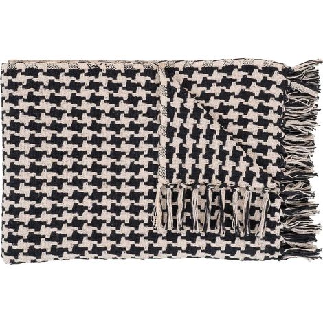 Eden - plaid - 130x180 cm - en coton recyclé - noir / blanc (1/5)