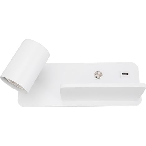 Applique murale LED avec interface USB et chargement sans fil pour salon et chambre, 85-265 V, blanc, gauche (1/5)