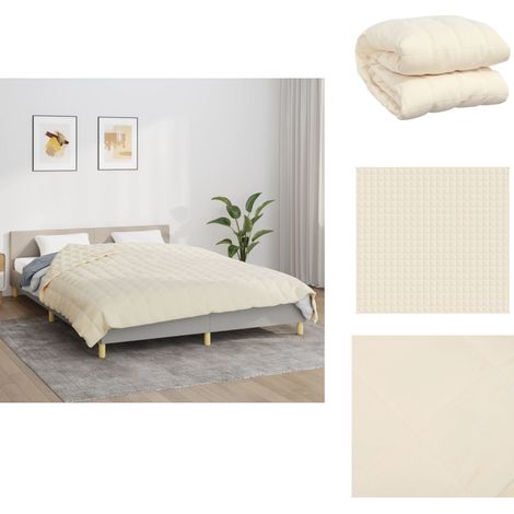 Couverture lestée Crème clair 220x240 cm 11 kg Tissu - Couverture Lestée - Couverture Poids - Sommeil Profond - Relaxation - Stress (1/5)