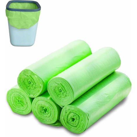 - Paquete de 100 bolsas para residuos orgánicos de almidón de maíz, resistentes al desgarro, compostables y biodegradables (1/5)
