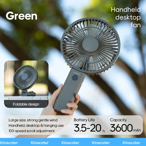 (Vert) Ventilateur de poche pliable portable, 3600 mAh, convient pour la maison, l'extérieur et les voyages. (1/5)