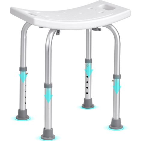 Vevor – Siège de douche antidérapant réglable 360-485 mm – Charge 158,8 kg – Aluminium et PE – Montage sans outil – Pour personnes âgées et femmes enceintes
