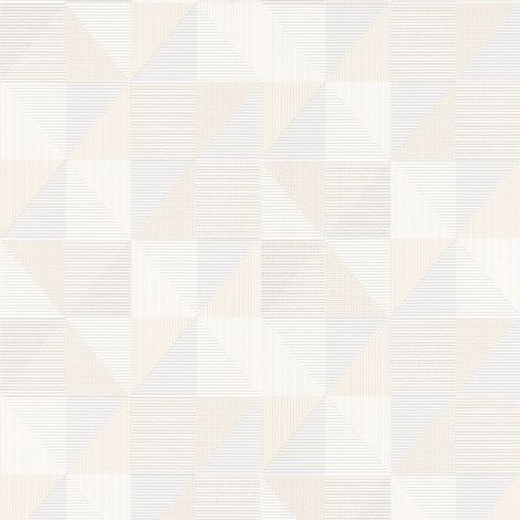 BRICOFLOR Papier Peint blanche à motif géométrique Papier peint géométrique crème et blanc Tapisserie intissée pour salon, chambre & plus (1/5)