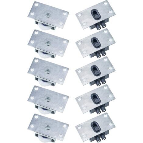 SABIR Lot de 5 galets de roulement pour portes coulissantes Acier inoxydable et nylon Silencieux et anti-rouille Pour armoires et fenêtres (1/5)