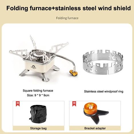 Réchaud à cassette portable à allumage électronique pour le camping et les pique-niques, idéal pour faire bouillir du thé, du café et de l'eau. Réchaud de barbecue pliable et portable. (1/4)