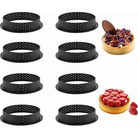 Moule à gâteau 8 pièces, cercle à tarte perforé rond pour mousse (1/4)