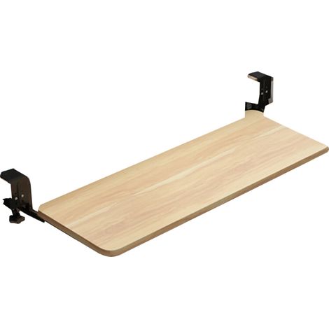 Tiroir coulissant pour clavier, sans perçage, support réglable en hauteur, extension de bureau d'ordinateur, couleur noyer (1/5)
