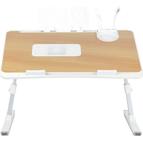 Klappbarer Laptop-Betttisch, höhen- und winkelverstellbar, für Sofa, Arbeitszimmer, Lesen und Schreiben, Holzfarbe – 60 x 40 x 26–39 cm (1/5)