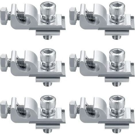 Lot de 6 clips de mise à la terre standard pour panneaux solaires, kit de fixation pour système de montage solaire, clips de support de montage, cosses de mise à la terre pour panneaux solaires (1/5)
