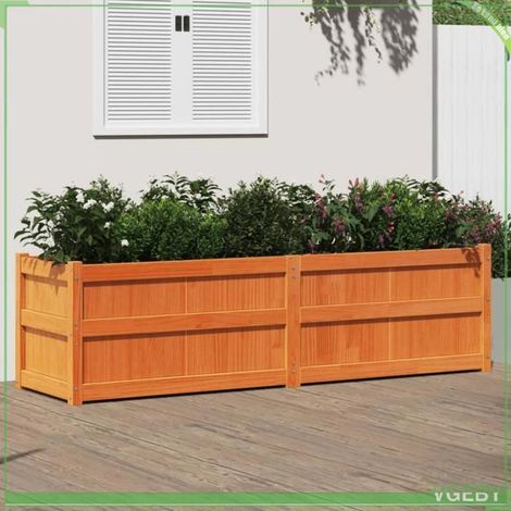 Jardinière - FAFEICY - 837506 - Bois de pin massif - 180 x 50 x 50 cm - Cire marron (1/5)