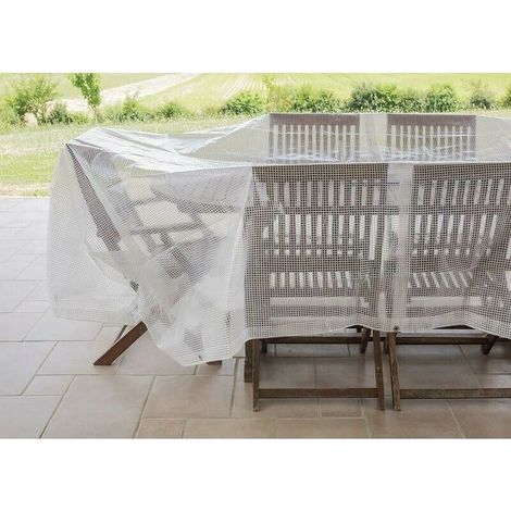 Copertura esterna impermeabile 3x2,85m, trasparente, con occhielli, resistente, inclusi cavo e morsetti, ideale per mobili da giardino, fattorie, auto e stagni. (1/3)