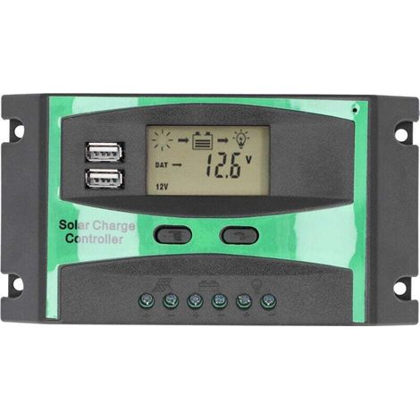 Régulateur de Charge Solaire PWM 30A 12V 24V Contrôleur Panneau Photovoltaïque (1/4)