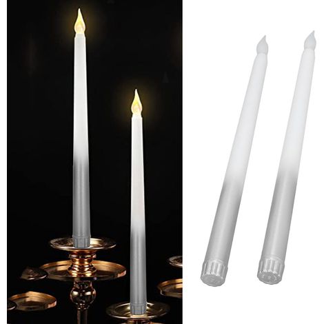 2 pièces Bougies LED Effet Cire avec Interrupteur, pour Anniversaire Mariage Fêtes Décoration Maison, Finition Argentée (1/5)
