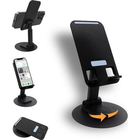 Supporto da scrivania mobile,supporto per dispositivi mobili,girevole a 360°,regolabile in altezza,adatto per iPhone (nero) (1/5)