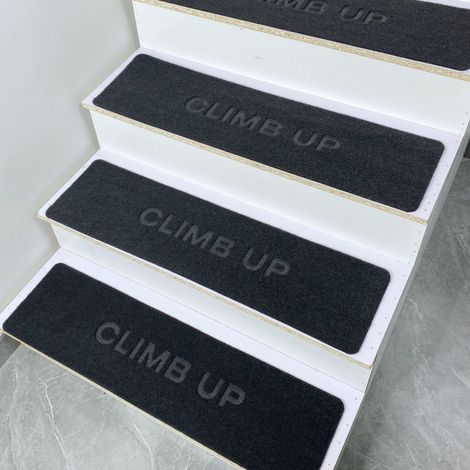 Lot de 4 tapis de marche d'escalier, antidérapants, imitation marbre, auto-adhésifs et sans colle - 76 cm x 20,3 cm avec dos adhésif