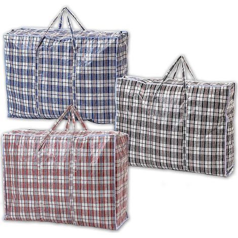 Sacs résistants, pour le shopping, le rangement, réutilisables, en tissu, pour déménagement, imperméables, avec poignées et fermeture éclair (dimensions : 78 x 55 x 14 cm) (1/4)
