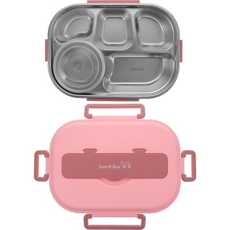 Boîte à lunch Bento en acier inoxydable rose 304 de 1500 ml (1/5)