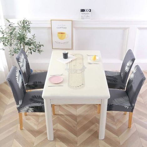 Housse chaise velours - 6 pièces, Hôtelière paon motif épais doux lavable salle à manger/mariage - Motif paon Étiquette (1/5)