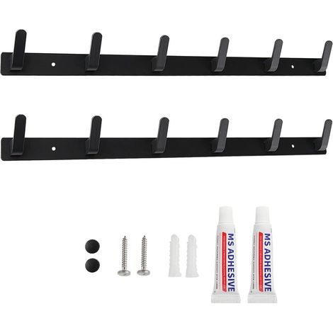 Garderobenhaken Hakenleiste Wand Schwarz 6 Haken 12 Haken Schwarz (1/5)