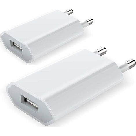 Chargeur pour iPhone, Chargeur Secteur USB Lot de 2 Chargeur Adaptateur USB Universel Mural & Chargeur pour iPhone 7 8 Plus 11 12 Mini Pro Max XS (1/4)