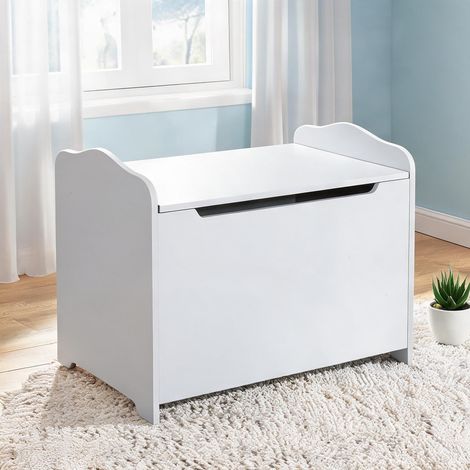 Banquette coffre enfant MDF 60 cm gris couvercle assisté en MDF (1/5)