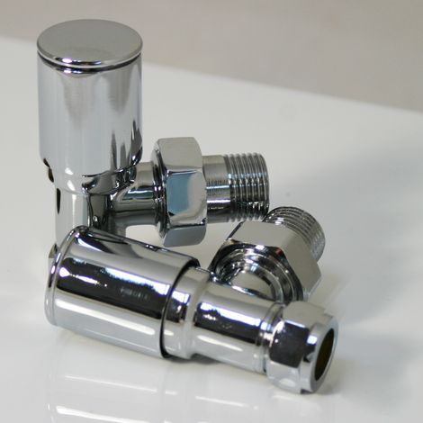Angled - Modern Chrome Round Radiator Valves (1/3)
