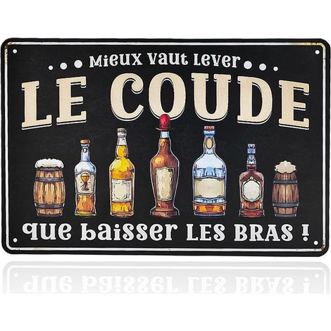 Plaque Metal Vintage de "LE COUDE", Fer Matériau, Décoration Murale de Bar, Style Rétro, Crée Une Atmosphère, pour Restaurants, Bars, Clubs (30 × 20 cm) (1/5)