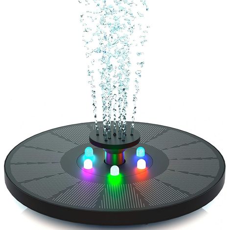 Fuente solar de 3 W - Bomba solar para estanque con luz LED - Para estanque o fuente de jardín