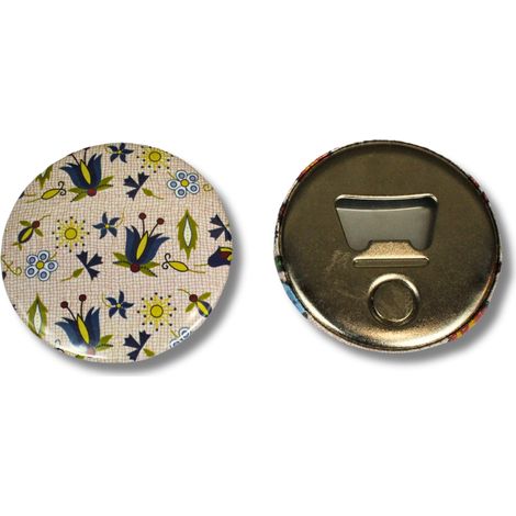 Magnete con apri, fiori popolari della Casciubia, beige (1/2)