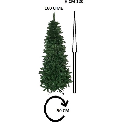 Albero di natale verde slim VARIE MISURE artificiale alto stretto SALVASPAZIO  folto pieno ignifugo apertura ad ombrello - MISURA: 120 cm
