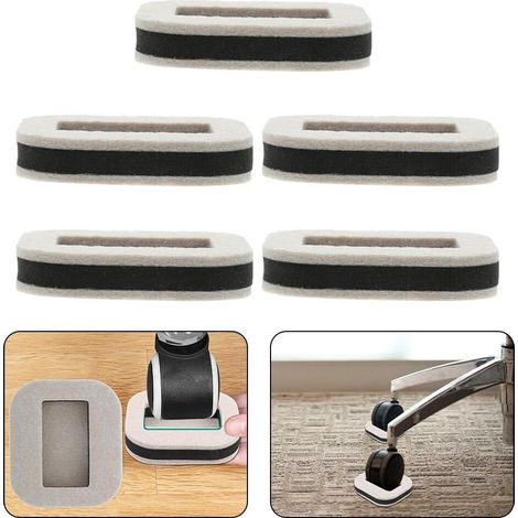 5 embouts de protection en feutre pour roulettes meubles bureau, (1/5)