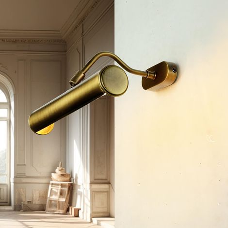 Bilderlampe Messing verstellbar E14 30 cm breit Wandleuchte innen (1/5)