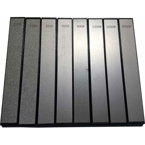 8 pezzi di pietra diamantata per affilare i coltelli ad angolo fisso, pietra per affilare i coltelli da cucina, affilatura delle lame (120/240/400/600/800/1200/2000/3000)——