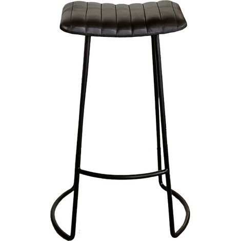 Tabouret en cuir avec pieds en fer 50x43x76cm (1/3)